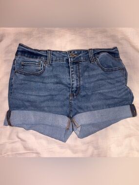 Women's Cuffed Blue Denim Shorts
